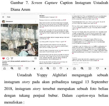 Gambar  7.  Screen  Capture  Caption  Instagram  Ustadzah  Diana Arum 