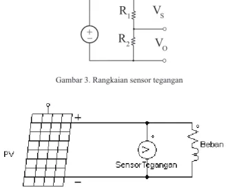 Gambar 4. Rangakaian sensor tegangan yang terhubung paralel terhadap  beban
