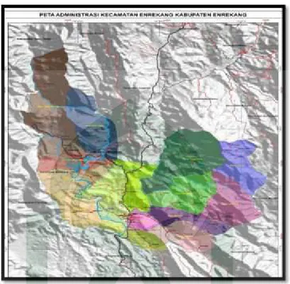 Gambar III.2: Peta Administrasi Kecematam Enrekang (Sumber : Dinas Pekerjaan Umum Kabupaten Enrekang , 2015)