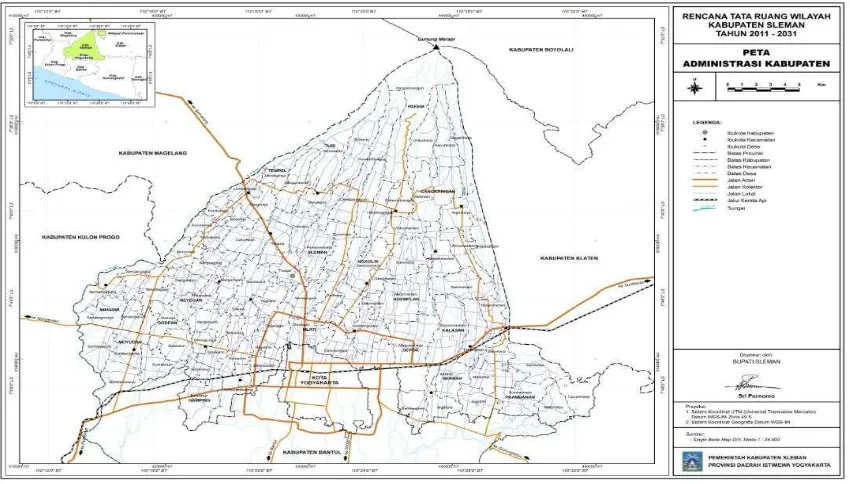 Tabel 2.1 Pembagian Wilayah Administrasi Kabupaten Sleman 