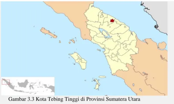 Gambar 3.3 Kota Tebing Tinggi di Provinsi Sumatera Utara 