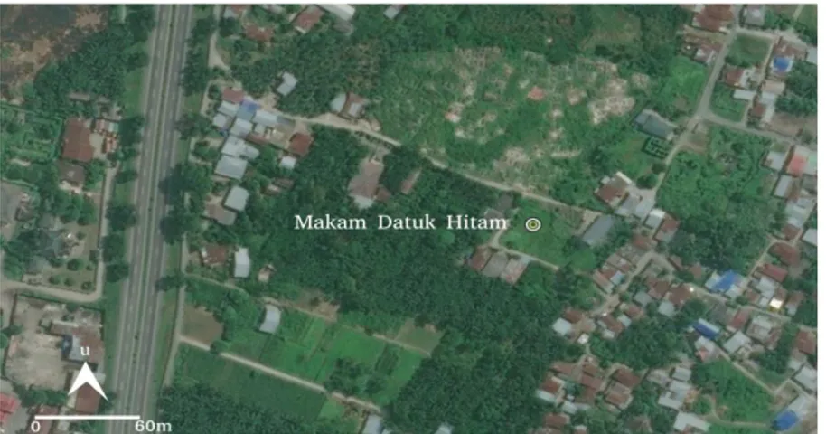 Gambar 7Foto udara lokasi Makam Datuk Hitam. Sumber: ESRI webmap, 2019.