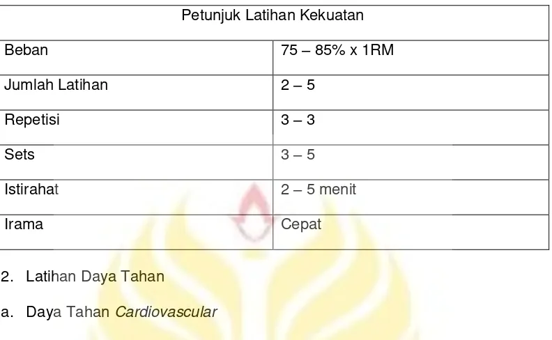 Tabel 2.1. Contoh Program Latihan Kekuatan 