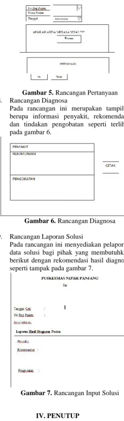 Gambar 5. Rancangan Pertanyaan 8. Rancangan Diagnosa