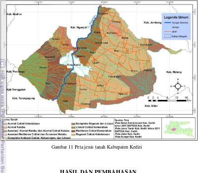 Gambar 11 Peta jenis tanah Kabupaten Kediri  