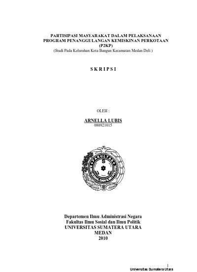 Partisipasi Masyarakat Dalam Pelaksanaan Program Penanggulangan ...