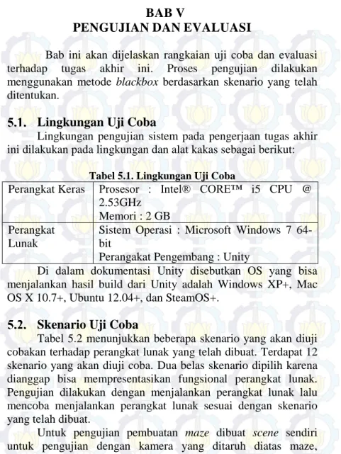 Tabel 5.1. Lingkungan Uji Coba 