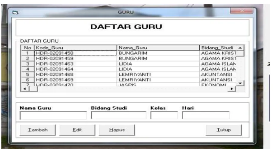 Gambar 11 Tampilan Form Data Guru 