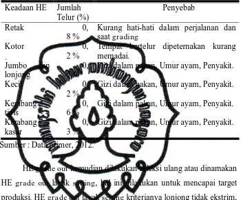 Tabel 4. Penyebab telur grade out. 