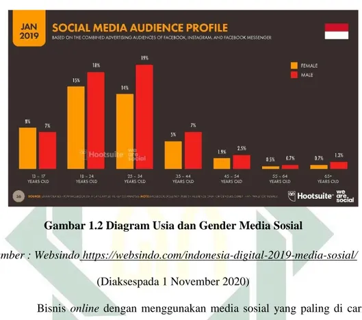 Gambar 1.2 Diagram Usia dan Gender Media Sosial 