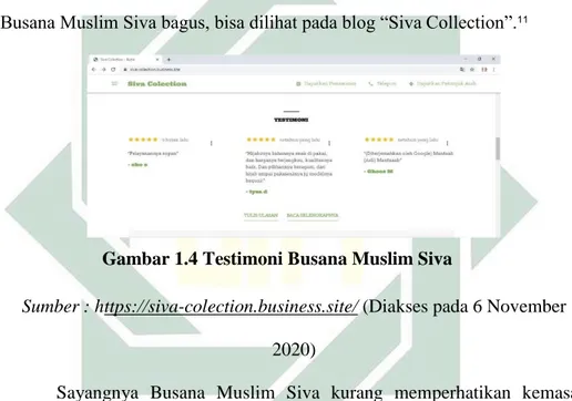 Gambar 1.4 Testimoni Busana Muslim Siva 