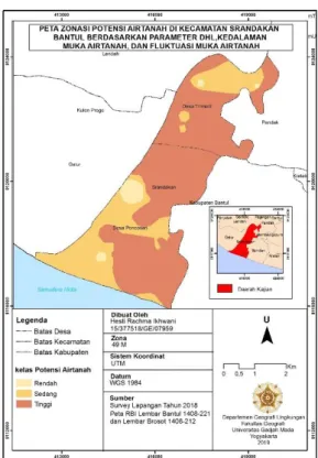 Gambar 1.4 Peta Zonasi Potensi Airtanah di  Kecamatan Srandakan 