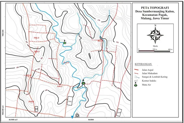 Gambar 4. Peta Topografi Desa Sumbermanjing Kulon, Pagak 