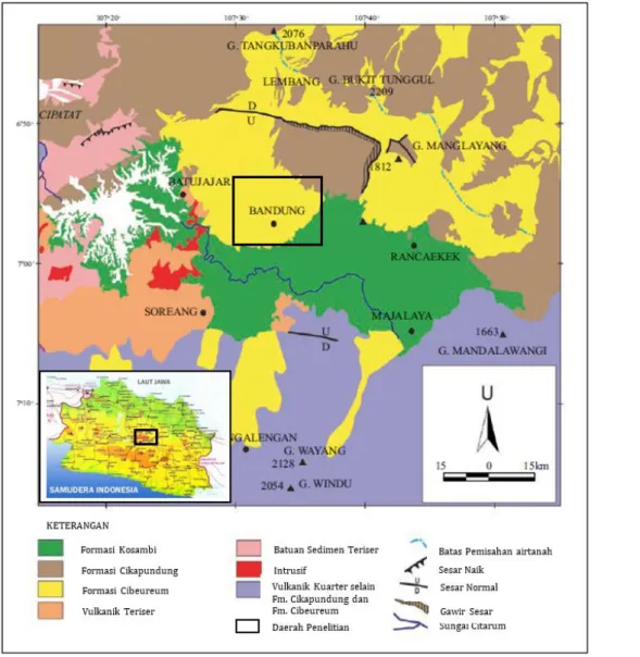 Gambar 2. Peta Geologi Cekungan Bandung (Hutasoit, 2009). 