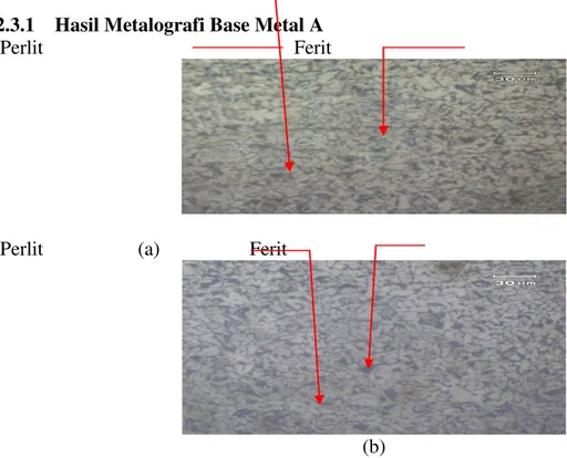 Gambar 2.8 Foto Struktur Mikro Base Metal A  (a)  E6013 dan (b) E7016 