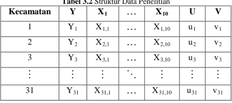 Tabel 3.2 Struktur Data Penelitian