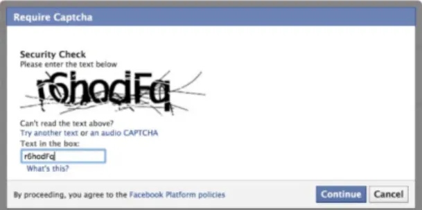 Gambar 1.  CAPTCHA pada Facebook 