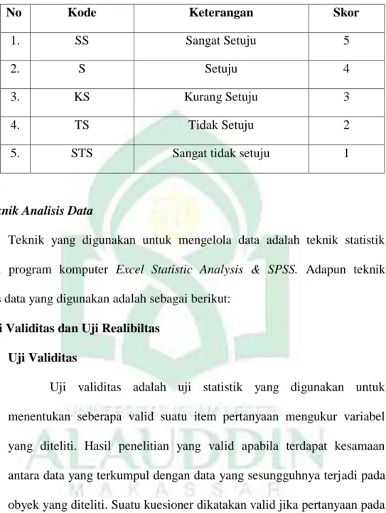 Tabel  3.2  PenilaianResponden 