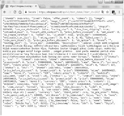 Gambar 4. 5 Isi dari link json pada Shopee.com 