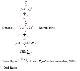 Tabel 2.3   Nilai Model Regresi Logistik bila Variabel X Dikotom.
