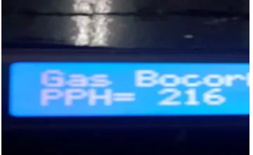 Gambar 3  Data Kondisi Gas LPG Bocor Di Tampilan LCD 