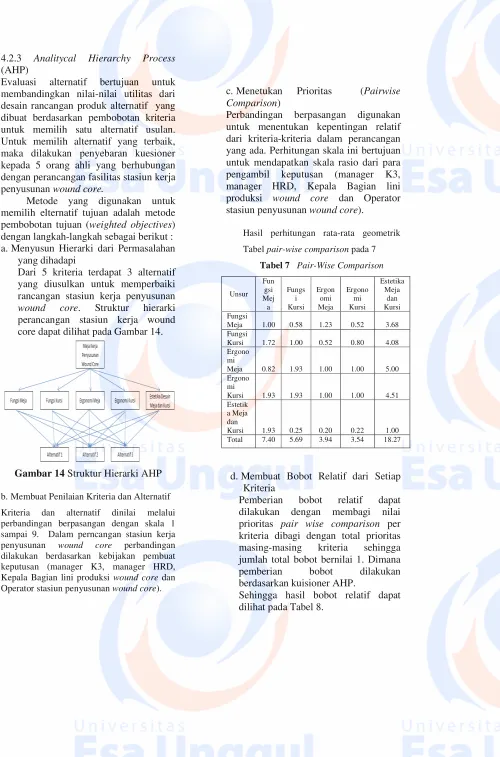Tabel pair-wise comparison pada 7 