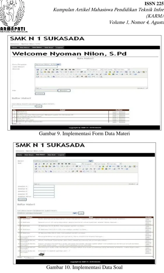 Gambar 10. Implementasi Data Soal 