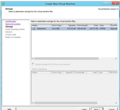 Gambar 4.15 Alokasi Datastore  d.  Memilih sistem operasi, klik next 