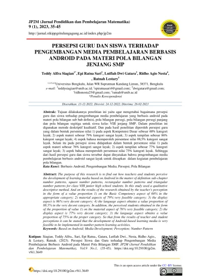 Persepsi Guru Dan Siswa Terhadap Pengembangan Media Pembelajaran Berbasis Android Pada Materi 3382