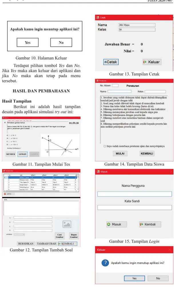 Gambar 10. Halaman Keluar