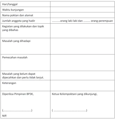 Tabel 8a  :  Risalah Kunjungan Penyuluh Pertanian kepada Poktan