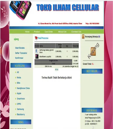 Gambar 9 Halaman User Final Proccess Sistem Penjualan Online 