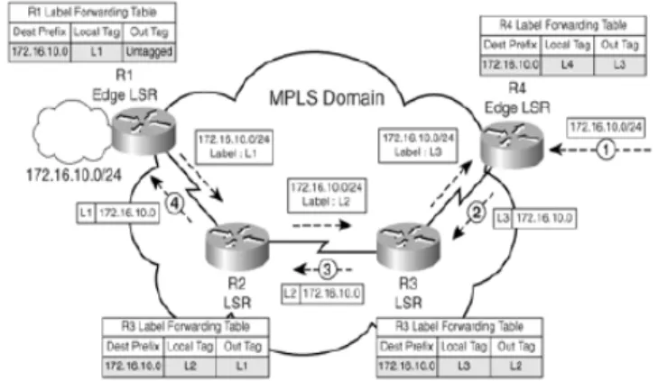 Gambar 2.5. LSR dan E-LSR (Lobo, MPLS Configuration on Cisco IOS Software,  2005) 