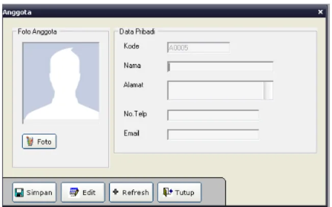 Gambar 4.8.16 Tampilan form input data Anggota 