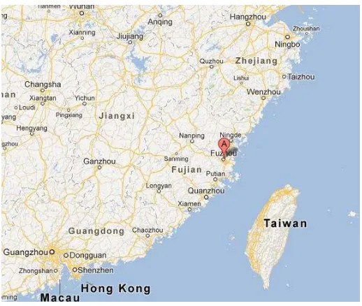 Gambar 4.7. Lokasi Provinsi Fujian di Selatan Cina 