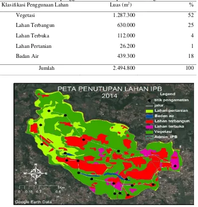 Tabel 2 Luasan penggunaan lahan Kampus IPB Darmaga tahun 2014 