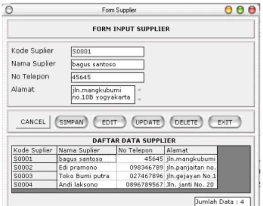 Gambar 4.2 Form Data Suplier  4.2.2  Form Data Pelanggan 