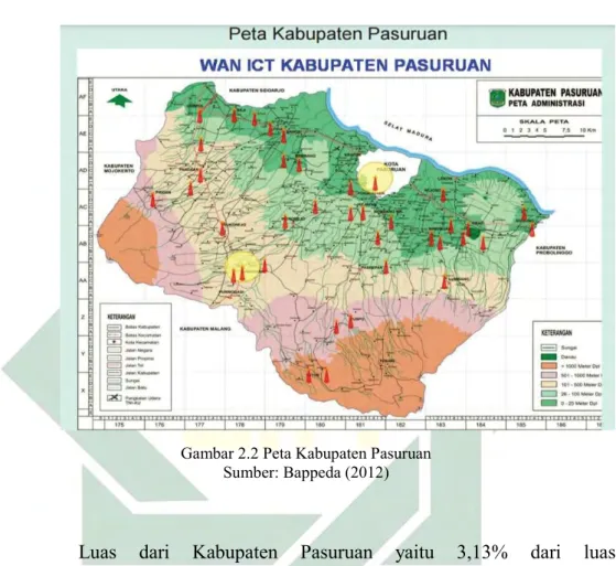 Gambar 2.2 Peta Kabupaten Pasuruan  Sumber: Bappeda (2012) 