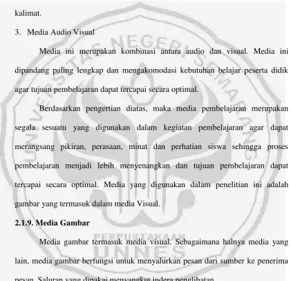 gambar yang termasuk dalam media Visual. 
