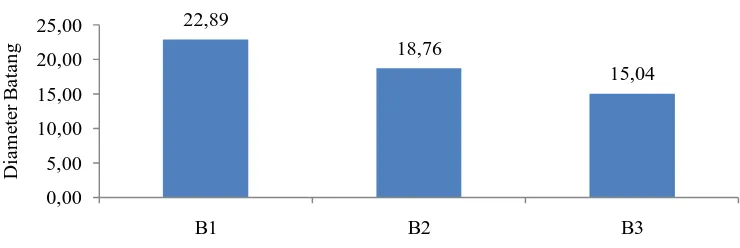 Gambar 3. Hubungan diameter batang jagung dengan perlakuan jumlah tanaman        per lubang tanam umur 4 MST 