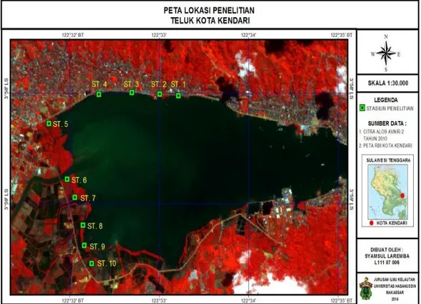 Gambar . 5. Peta lokasi penelitian di Teluk Kendari 