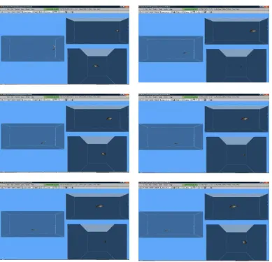 Gambar 4 Pergerakan ikan yang diperoleh pada frame tertentu (a) 17:00.330, (b)  17:01.143, (c) 17:02.177, (d) 17:03.022, (e) 17:04.445  