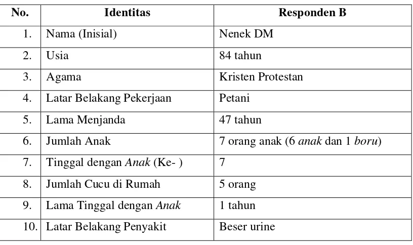Tabel 4. Deskripsi Data Responden B 