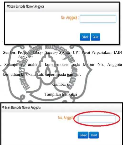 Gambar 6  Tampilan transaksi 