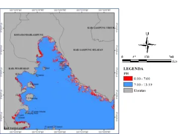 Gambar 8. Sebaran Konsentrasi pH Di Perairan Teluk  Lampung Menggunakan Metode Interpolasi IDW 
