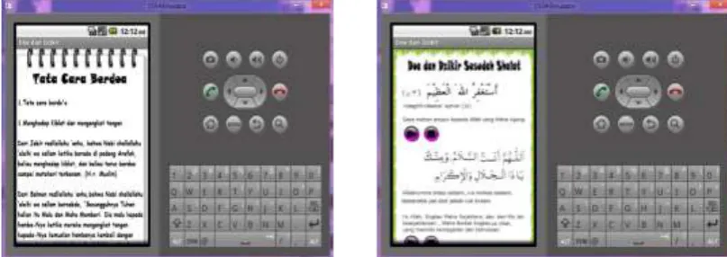 Gambar 6 Tampilan dengan emulator untuk halaman tata cara berdoa dan tampilan doa dan zikir  sesudah sholat 