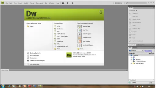 Gambar 2.2 Tampilan Start page Macromedia Dreamweaver 8