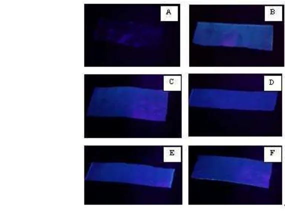 Gambar 5  Pemayaran nanokarbon dengan lampu UV (A) Kontrol , (B) KGSN 