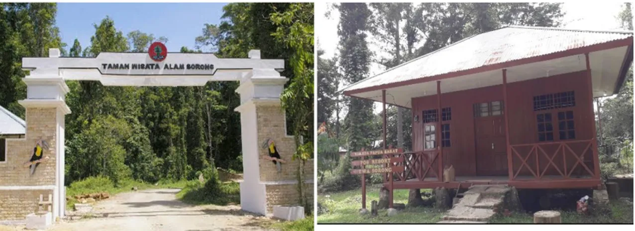 Gambar 5. Pintu masuk dan Pos Resort Taman Wisata Alam Sorong 