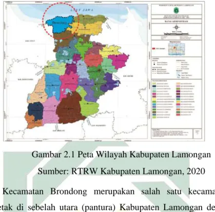 Gambar 2.2 Peta Wilayah Kecamatan Brondong  Sumber: BPS Kecamatan Brondong Tahun 2018 